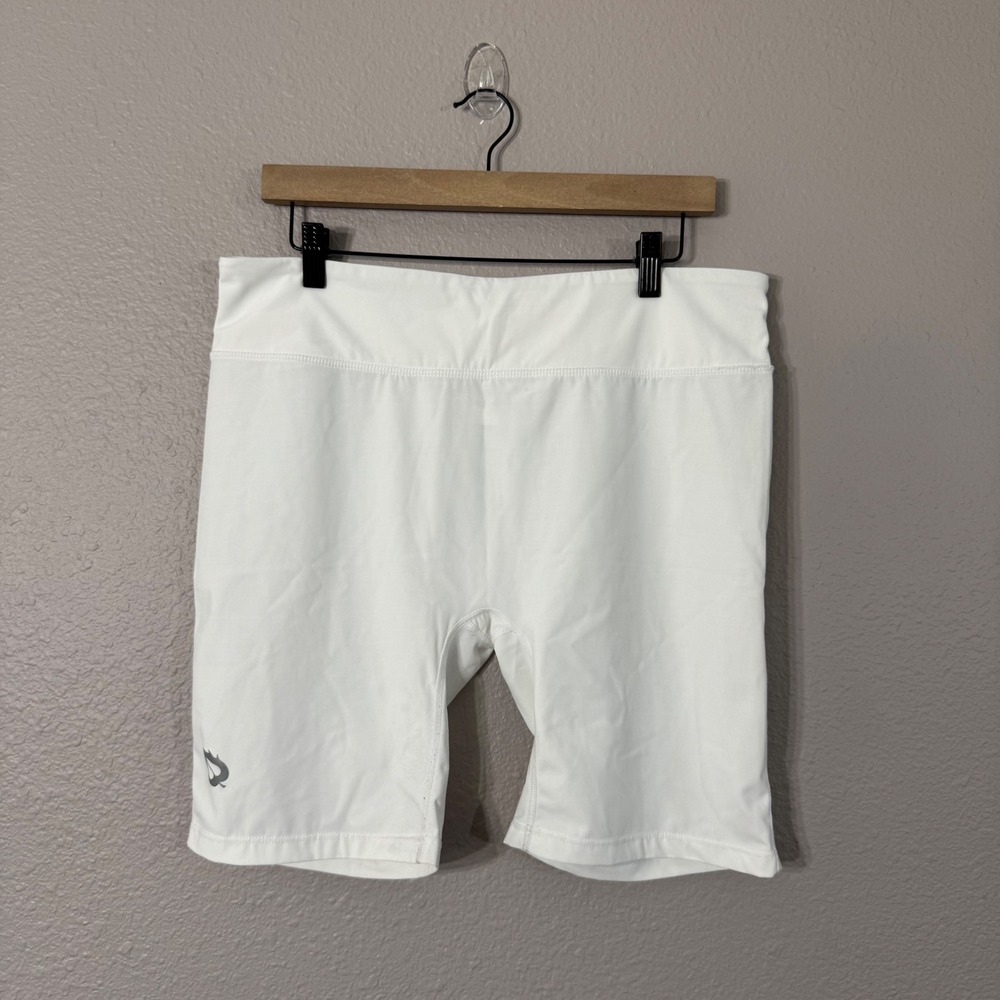 Baleaf Women's Plus Size 2XL White Athletic High Waisted Spandex Biker Shorts